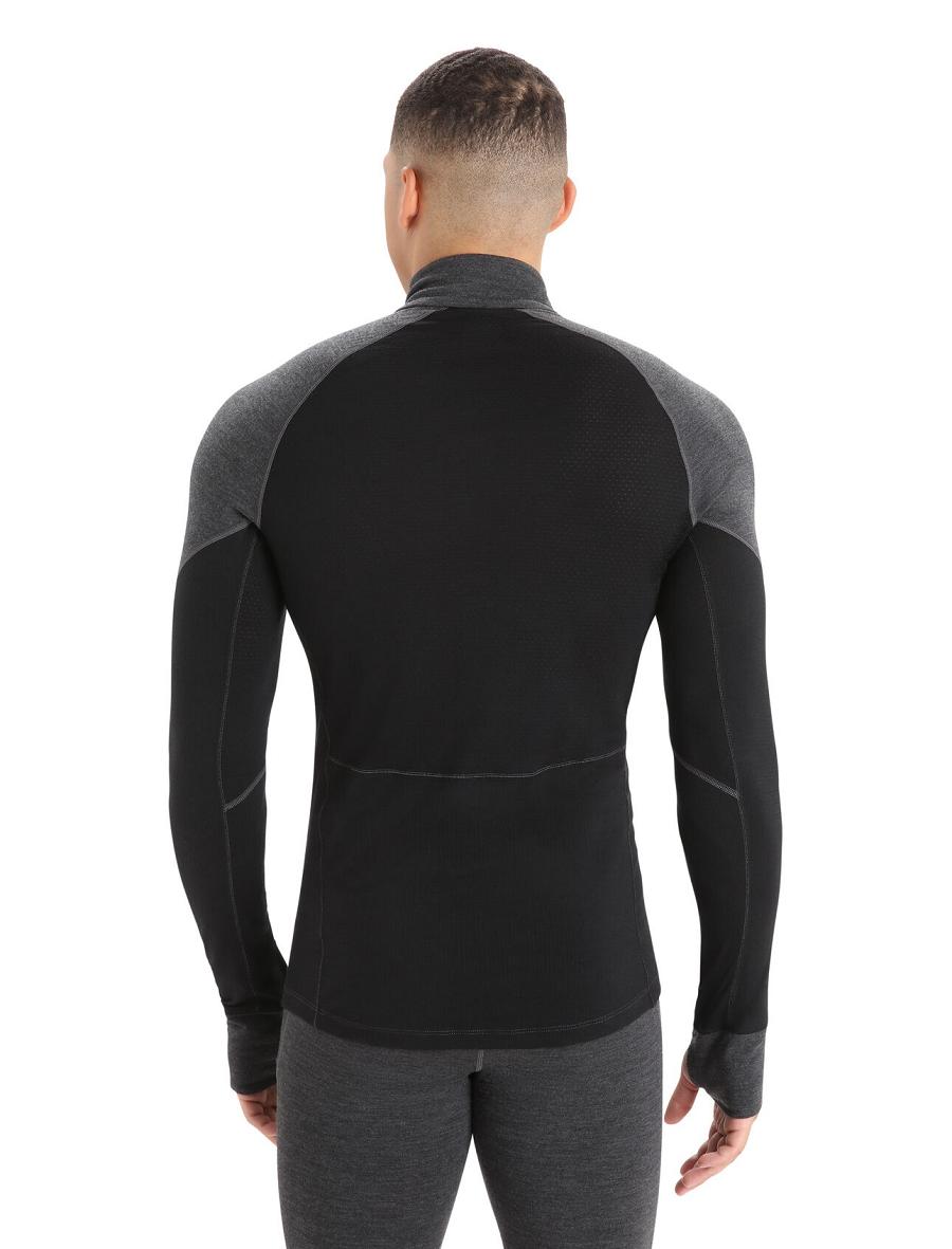 Icebreaker BodyfitZone™ Merino 260 Zone Long Sleeve Half Zip Thermal Top Férfi Base Layers Fekete | HU 1349LISH